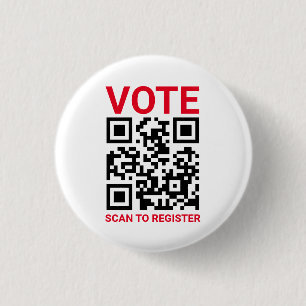Vote Scan QR Code to register custom red white 3 Cm Round Badge