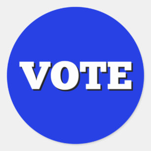 Vote Sticker on Blue Background