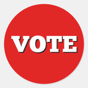 Vote Sticker on Red Background