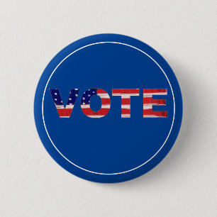 Vote Text In Flag Colours 6 Cm Round Badge
