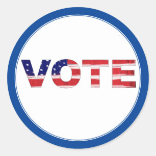 Vote Text In Flag Colours Blue Classic Round Sticker