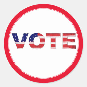 Vote Text In Flag Colours Red Classic Round Sticker