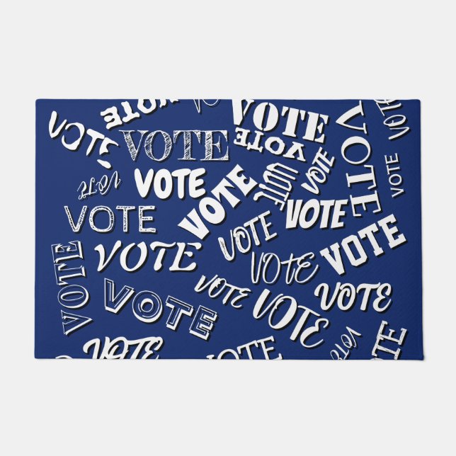 Vote text pattern font election white blue doormat (Front)