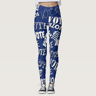 Vote text pattern font election white blue leggings