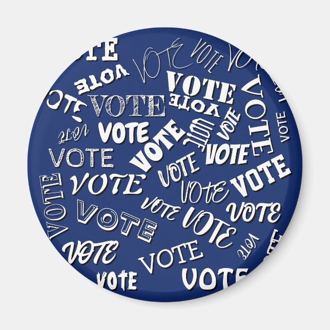 Vote text pattern font election white blue magnet (Front)
