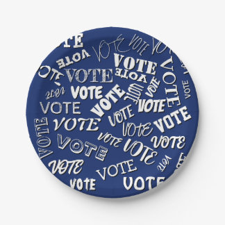 Vote text pattern font election white blue paper plate