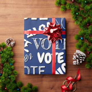 Vote text pattern font election white blue wrapping paper