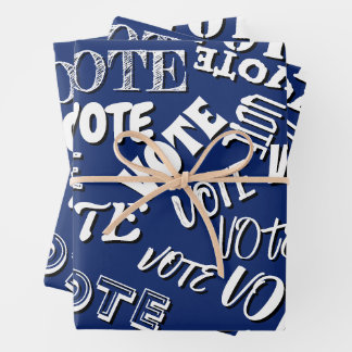 Vote text pattern font election white blue wrapping paper sheet