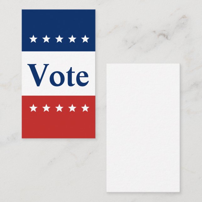 Vote Text Red White and Blue with Stars Business Card (Front/Back)