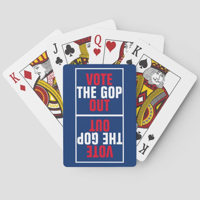 Vote the GOP Out Mirror Image Red White Blue Playing Cards (Back)