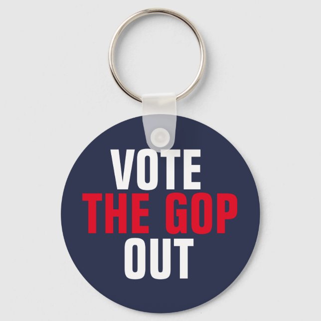 Vote the GOP Out Red White Blue Political Key Ring (Front)