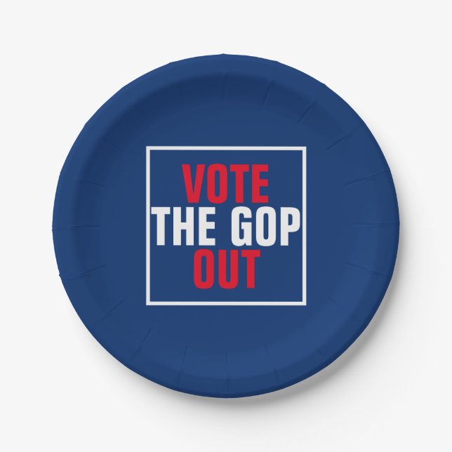 Vote the GOP Out Red White Blue Political Paper Plate (Front)