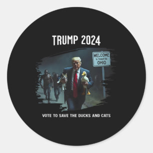 Vote To Save The Duck And Cats Trump President 202 Classic Round Sticker