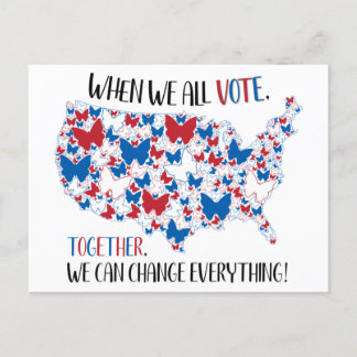 Vote Together We Change Everything, Red White Blue Postcard