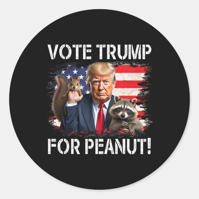 Vote Trump For Peanut The Squirrel 2  Classic Round Sticker (Front)