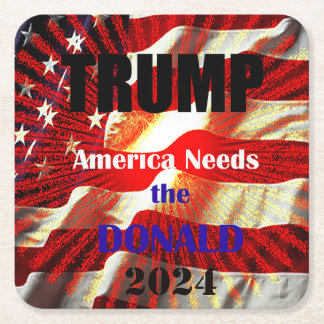 Vote Trump for President 2024 Square Paper Coaster