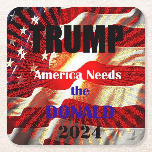 Vote Trump for President 2024 Square Paper Coaster (Front)