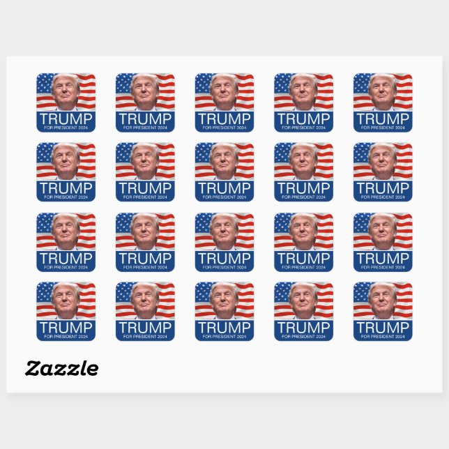 VOTE Trump For President 2024 Square Sticker (Sheet)