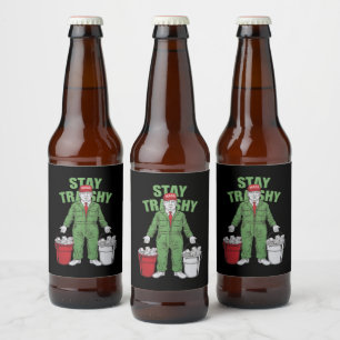 Vote Trump Garbage Man Stay Trashy 2024 Election  Beer Bottle Label