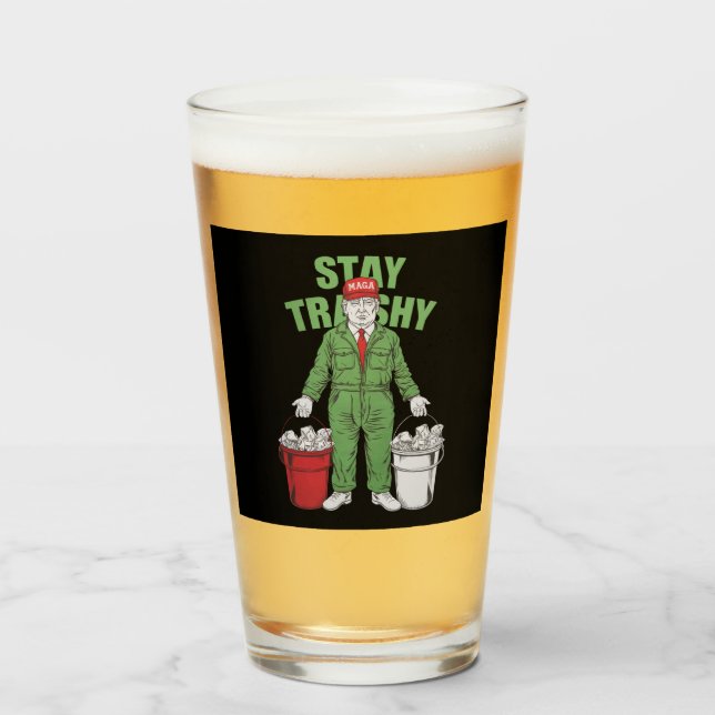 Vote Trump Garbage Man Stay Trashy 2024 Election  Glass (Front Filled)