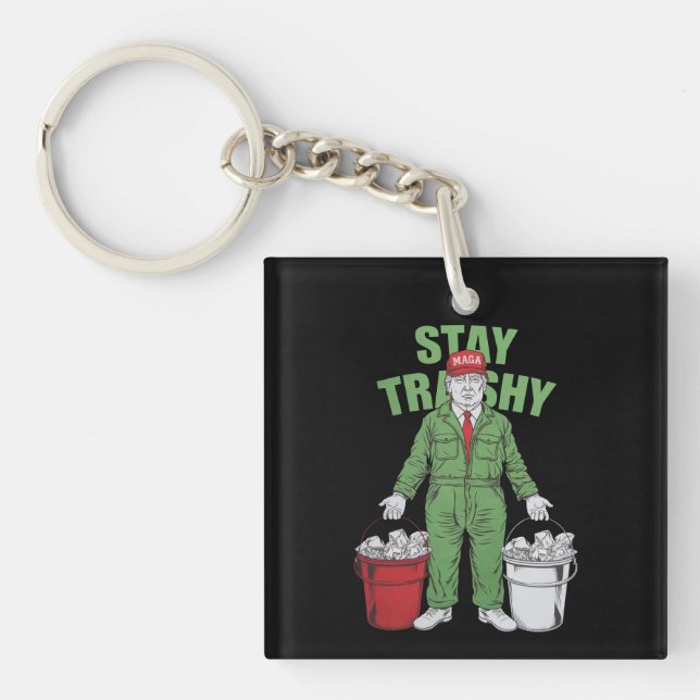 Vote Trump Garbage Man Stay Trashy 2024 Election  Key Ring (Front)