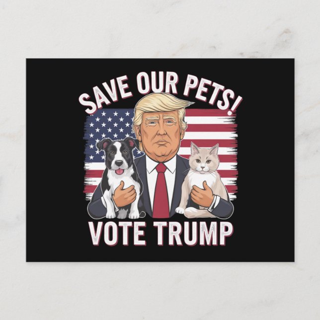 Vote Trump Save Our Pets Cats Dogs 2024 Safe Again Postcard (Front)