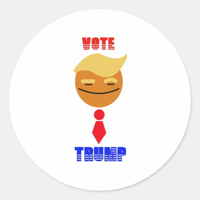 Vote Trump:  Smile Face-Red tie Classic Round Sticker (Front)