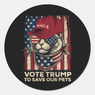 Vote Trump To Save Our Pets 2024 American Flag Gif Classic Round Sticker