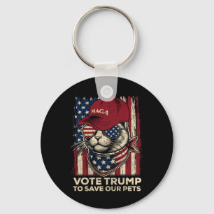 Vote Trump To Save Our Pets 2024 American Flag Gif Key Ring