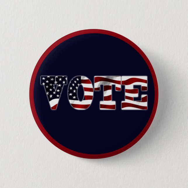 Vote USA Flag Blue Red Design 6 Cm Round Badge (Front)