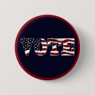 Vote USA Flag Blue Red Design 6 Cm Round Badge