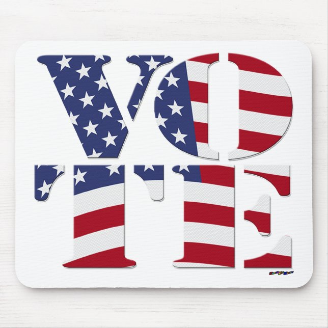 VOTE "V O T E" with US FLAG Mouse Mat (Front)