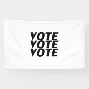"Vote vote vote" black letters, white background Banner