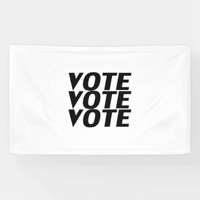 "Vote vote vote" black letters, white background Banner (Horizontal)