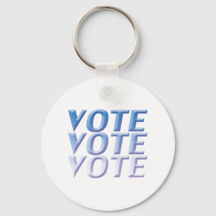 vote vote vote - blue 3 D letters white Key Ring