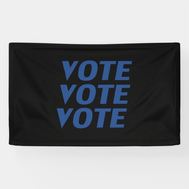 "Vote vote vote" blue letters, black background Banner (Horizontal)