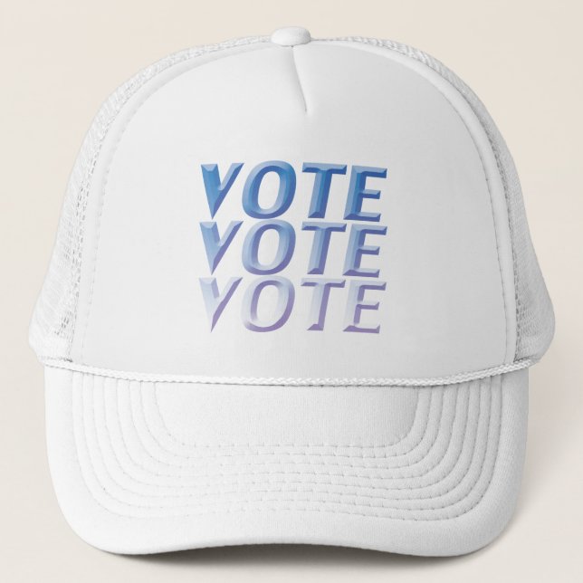 "vote vote vote' blue letters - trucker hat (Front)