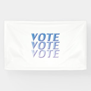 "Vote vote vote" blue letters, white background Banner