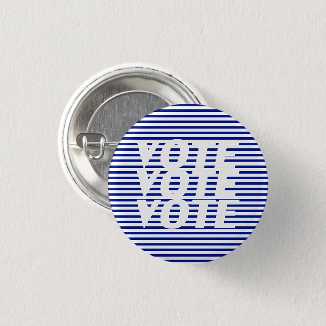 "Vote vote vote" Blue white stripes 3 Cm Round Badge (Front & Back)