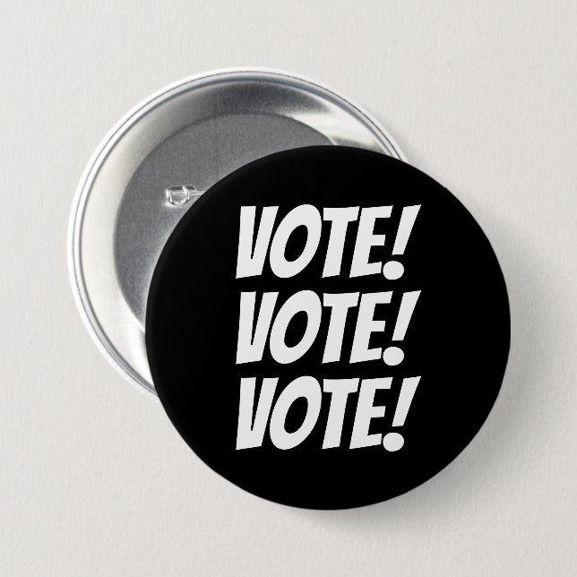 VOTE! VOTE! VOTE! Custom Text and Colours Black 7.5 Cm Round Badge (Front & Back)