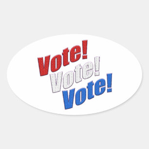 Vote Vote Vote! patriotic Red White & Blue USA Oval Sticker