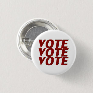 Vote vote vote red modern typography 3 cm round badge