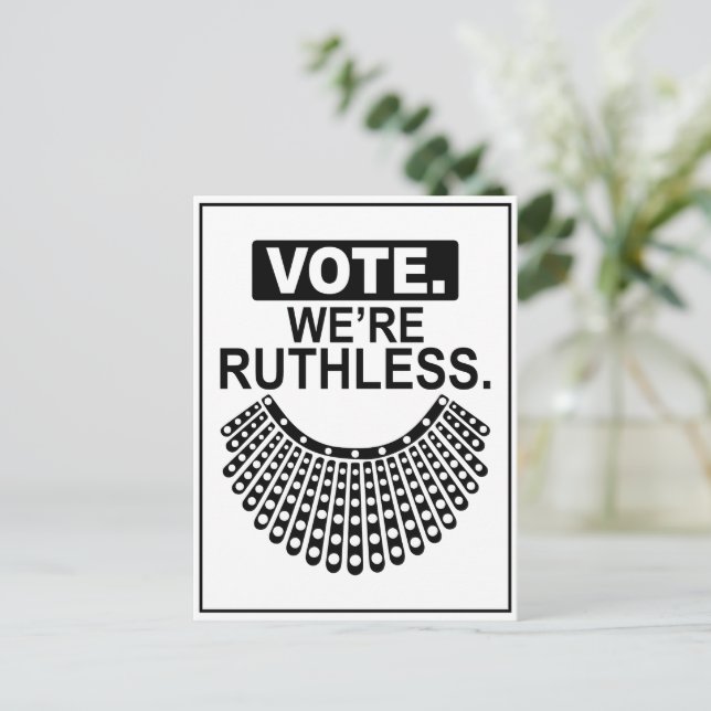 Vote We're Ruthless RBG Dissent Collar Voter  Postcard (Standing Front)