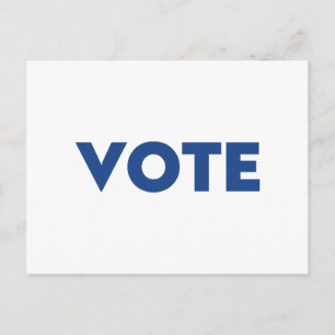 Vote white blue modern typography simple postcard
