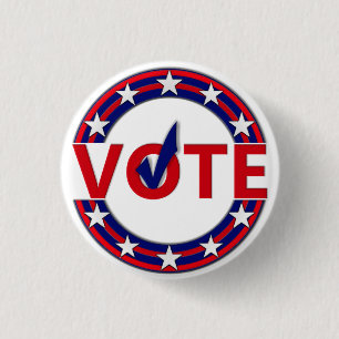 Vote with Check Mark 3 Cm Round Badge