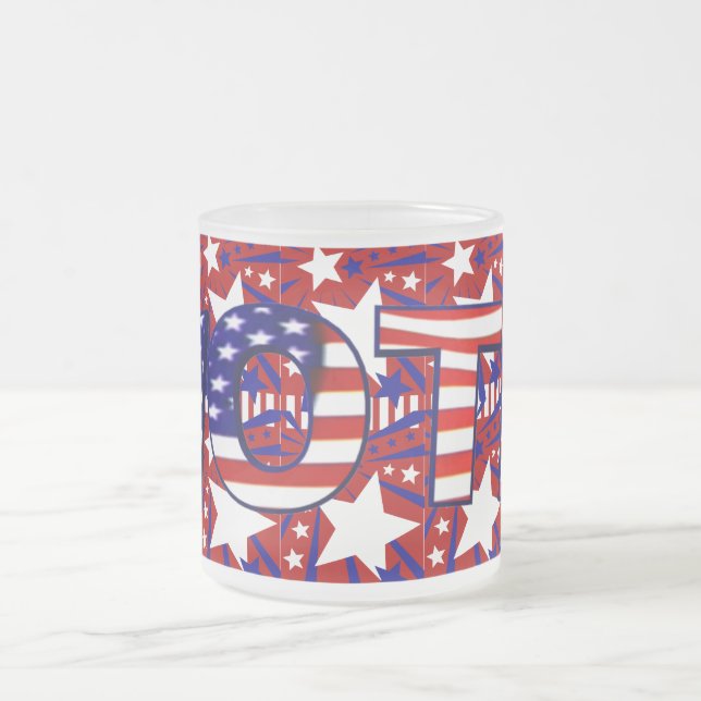 Vote with Stars and Stripes - Frosted Glass Coffee Mug (Center)