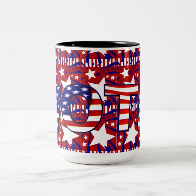 Vote with Stars and Stripes - Two-Tone Coffee Mug (Center)