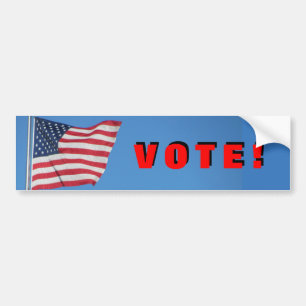 Vote!  with USA Flag red Bumper Sticker