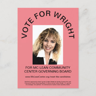 VOTE WRIGHT POSTCARD