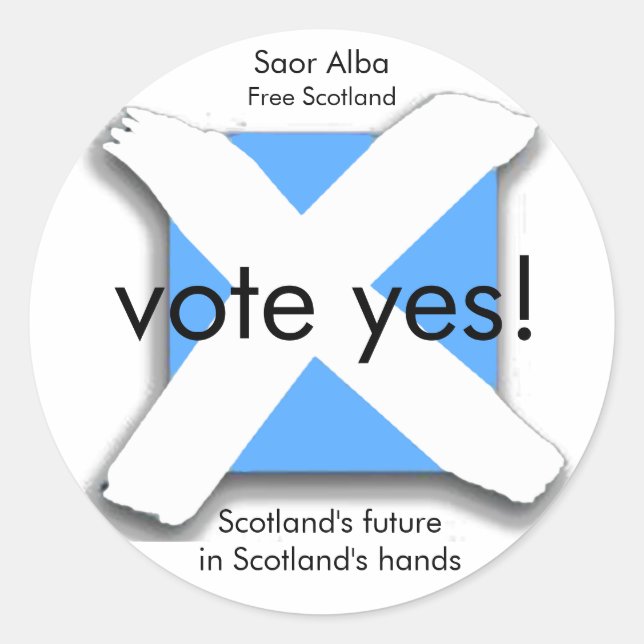 Vote Yes Scottish Independence Referendum Sticker (Front)